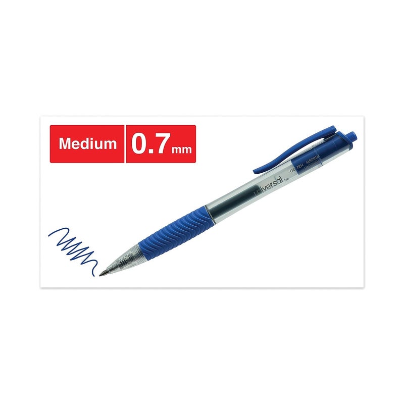 Universal Comfort Grip Gel Pen, Retractable, Medium 0.7 Mm, Blue Ink, Translucent Blue Barrel, Dozen - Image 4